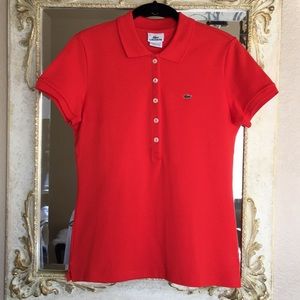 Lacoste polo. 5-button. Dk. Orange. 42 (US L/10)